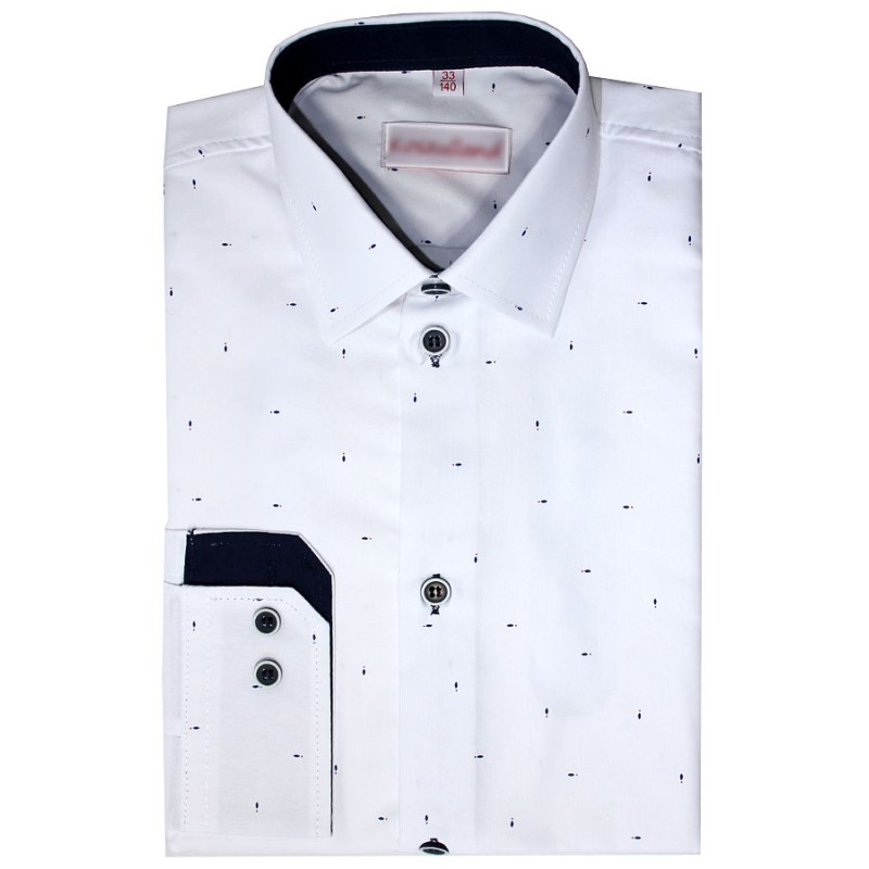 Detská košeľa drobný modro-červený vzor s podšívkou slim fit