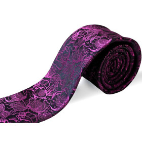 Cyklámenová kravata floral slim