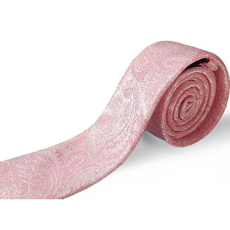 Púdrová ružová kravata paisley slim
