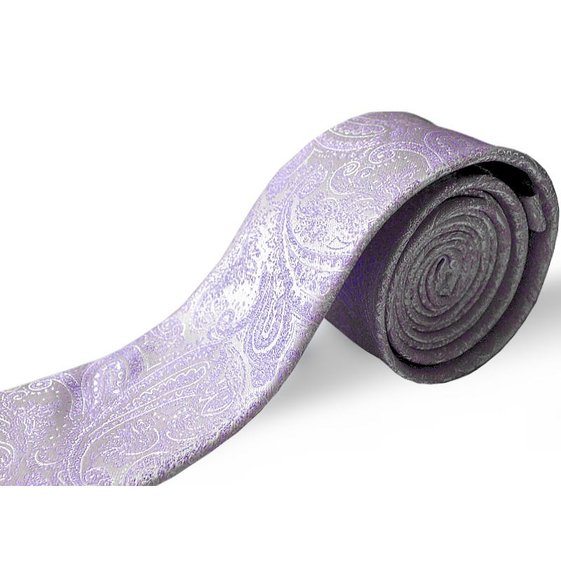 Svetlofialová kravata paisley slim