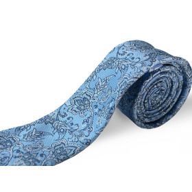 Svetlomodrá kravata paisley slim