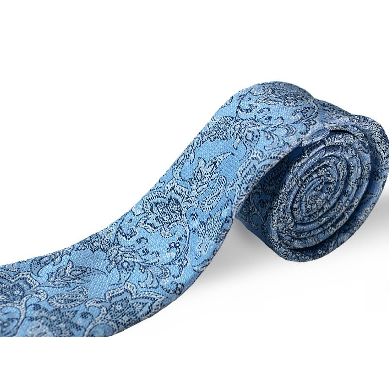 Svetlomodrá kravata paisley slim