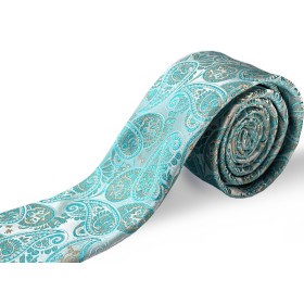 Tyrkysová kravata so vzorom paisley