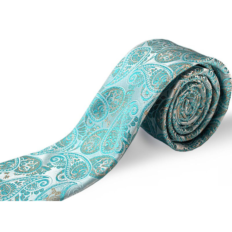 Tyrkysová kravata so vzorom paisley