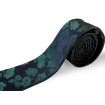 Tmavomodrá kravata s tmavozeleným kvetovým vzorom slim