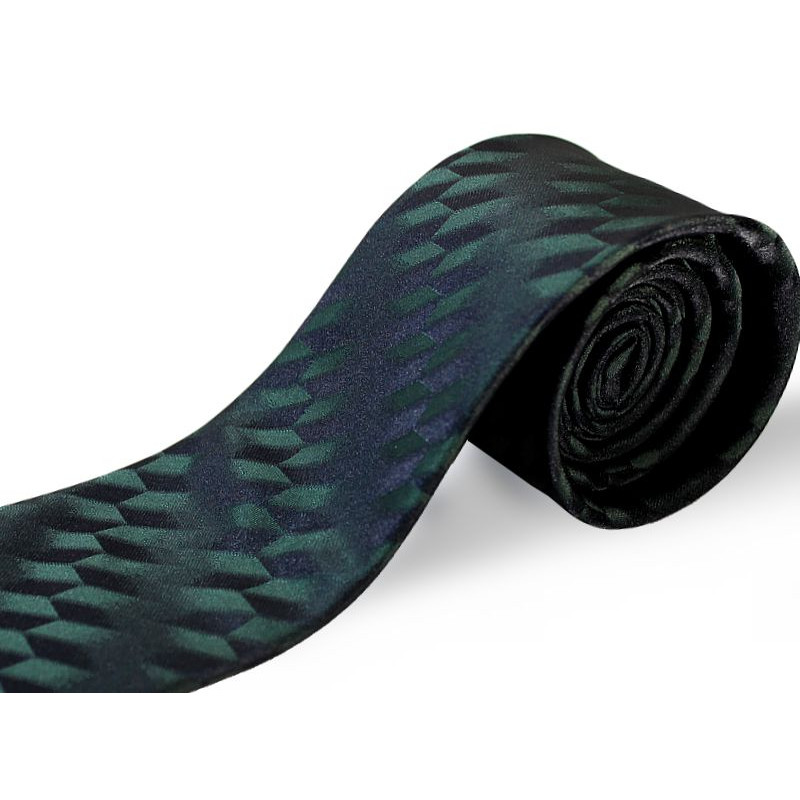 Tmavozelená kravata machová vzorovaná