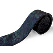 Tmavomodrá kravata machový vzor paisley slim