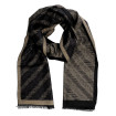 Pánsky šál vzorovaný béžovo-grafitový s čiernymi strapcami