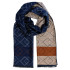 Pánsky šál tmavomodrá-béžová vzor s čiernymi strapcami