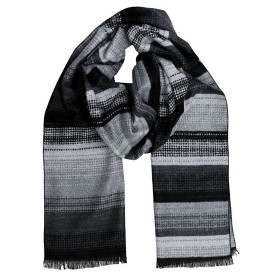 Pánsky šál sivá-grafit pruhovaný s čiernymi strapcami