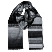 Pánsky šál sivá-grafit pruhovaný s čiernymi strapcami