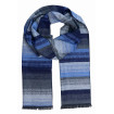Pánsky šál modrá-grafit pruhovaný s čiernymi strapcami