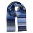 Pánsky šál modrá-grafit pruhovaný s čiernymi strapcami