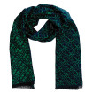 Pánsky šál zeleno-modrý vzor s čiernymi strapcami