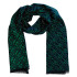 Pánsky šál zeleno-modrý vzor s čiernymi strapcami