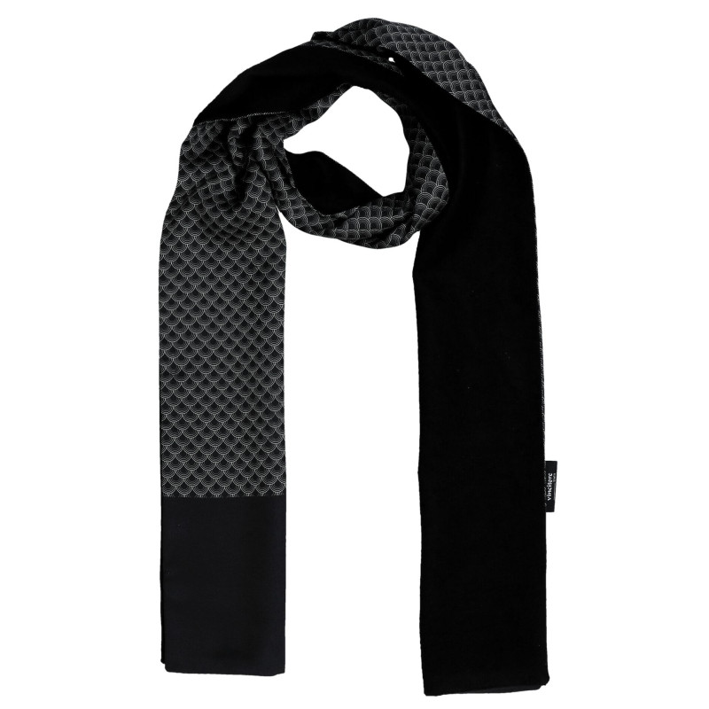 Elegantný pánsky šál čierny s jemným bielym vzorom