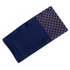 Elegantný pánsky šál tmavomodrý s hnedo-béžovým károm