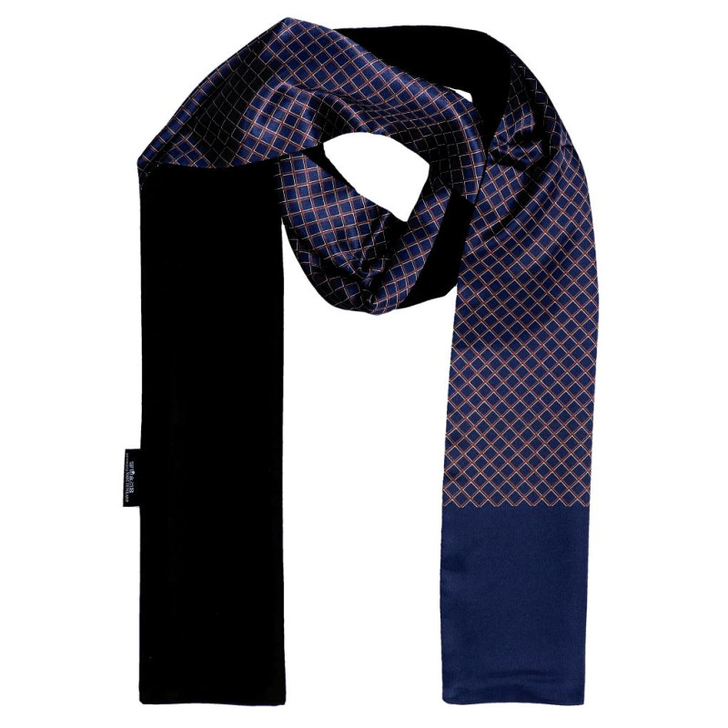 Elegantný pánsky šál tmavomodrý s hnedo-béžovým károm