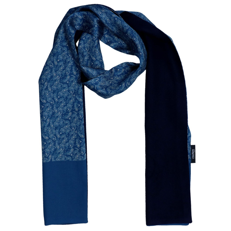 Elegantný pánsky šál petrolejový s béžovým vzorom paisley