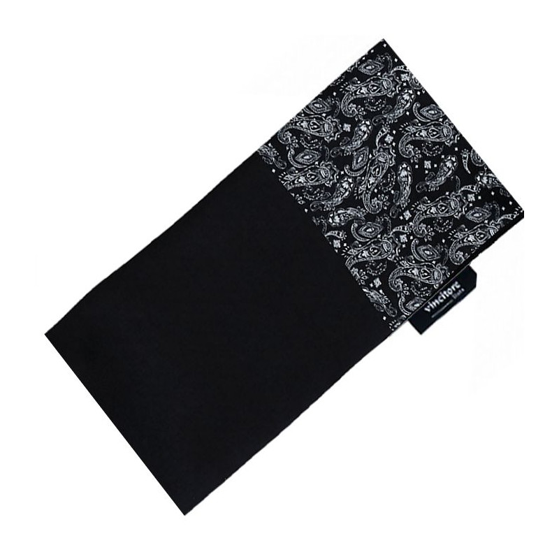 Elegantný pánsky šál čierny s bielym vzorom paisley