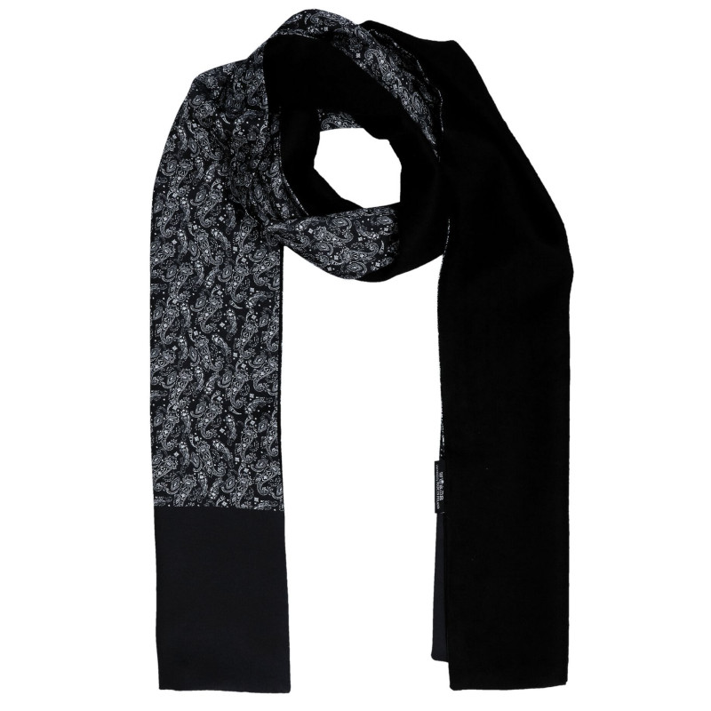 Elegantný pánsky šál čierny s bielym vzorom paisley