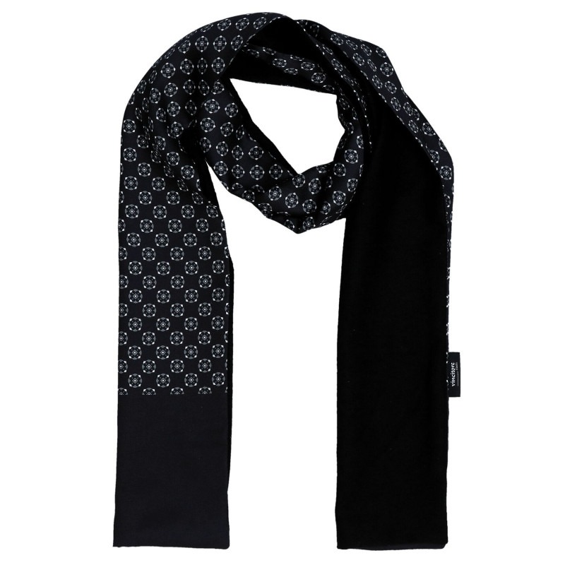 Elegantný pánsky šál čierny s grafitovo-bielym vzorom