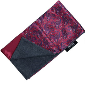 Elegantný pánsky šál vínovobordový s modro-bielym vzorom paisley