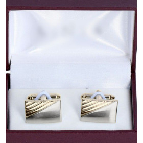 Manžetové gombíky strieborné matné zlaté diagonálne prúžky