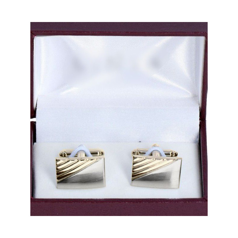 Manžetové gombíky strieborné matné zlaté diagonálne prúžky