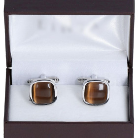 Manžetové gombíky hnedé štvorec