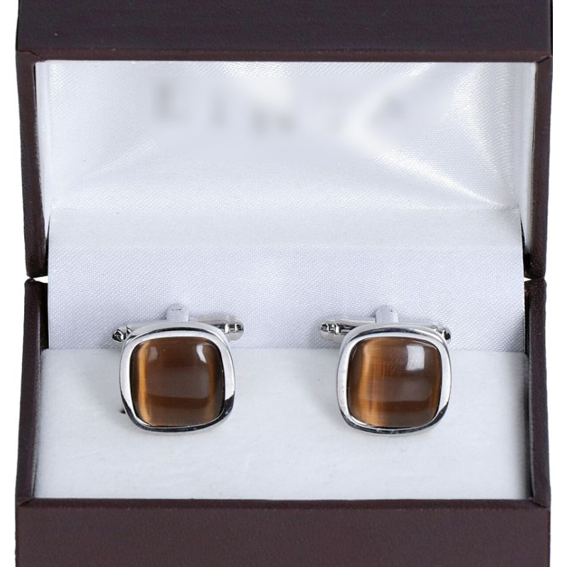 Manžetové gombíky hnedé štvorec