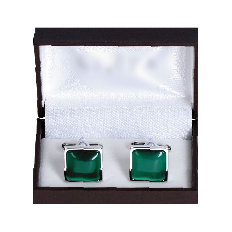 Manžetové gombíky smaragdové štvorec