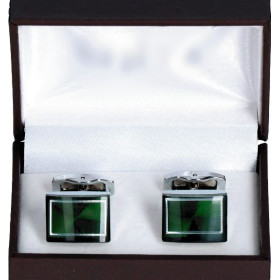 Manžetové gombíky zelené strieborný lem