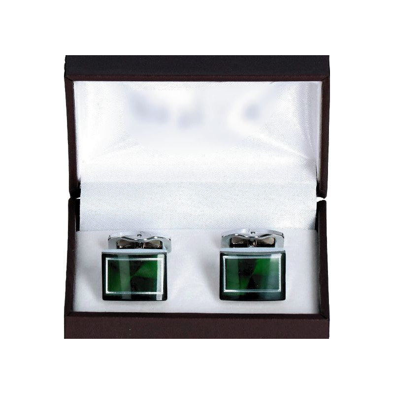 Manžetové gombíky zelené strieborný lem