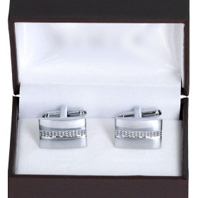 Manžetové gombíky strieborné štruktúrovaný pruh