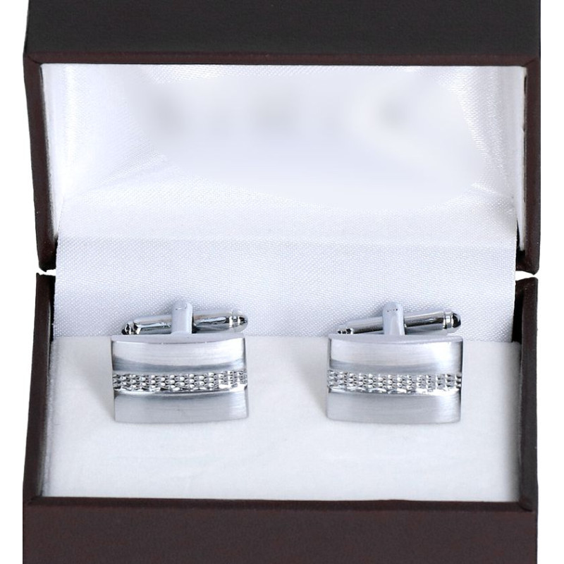 Manžetové gombíky strieborné štruktúrovaný pruh