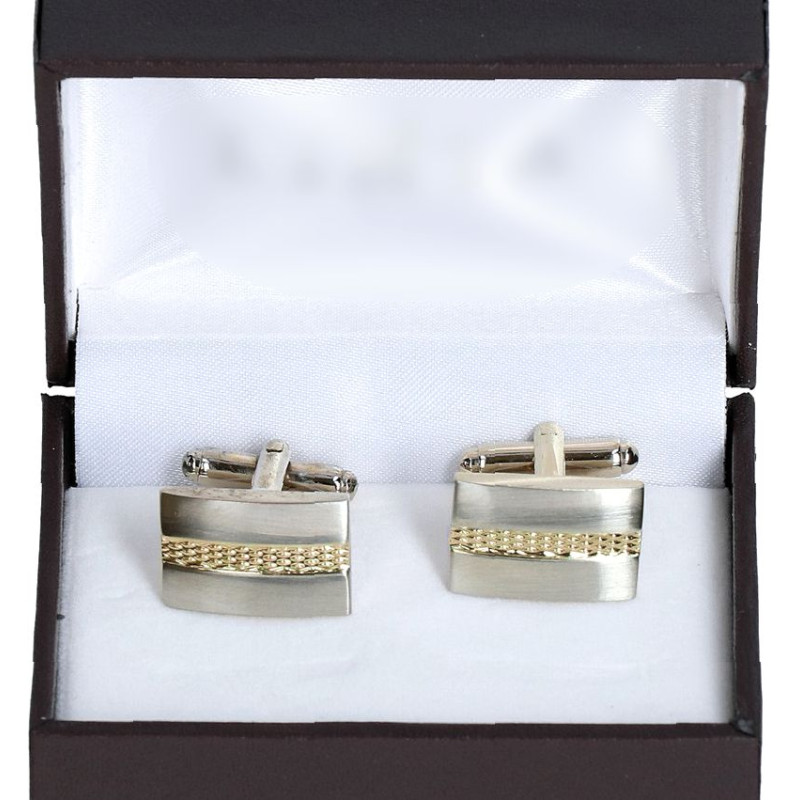 Manžetové gombíky jemne zlaté štruktúrovaný pruh