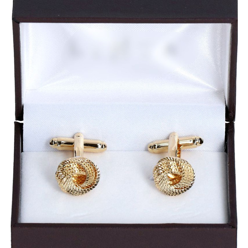 Manžetové gombíky zlaté okrúhle štruktúra
