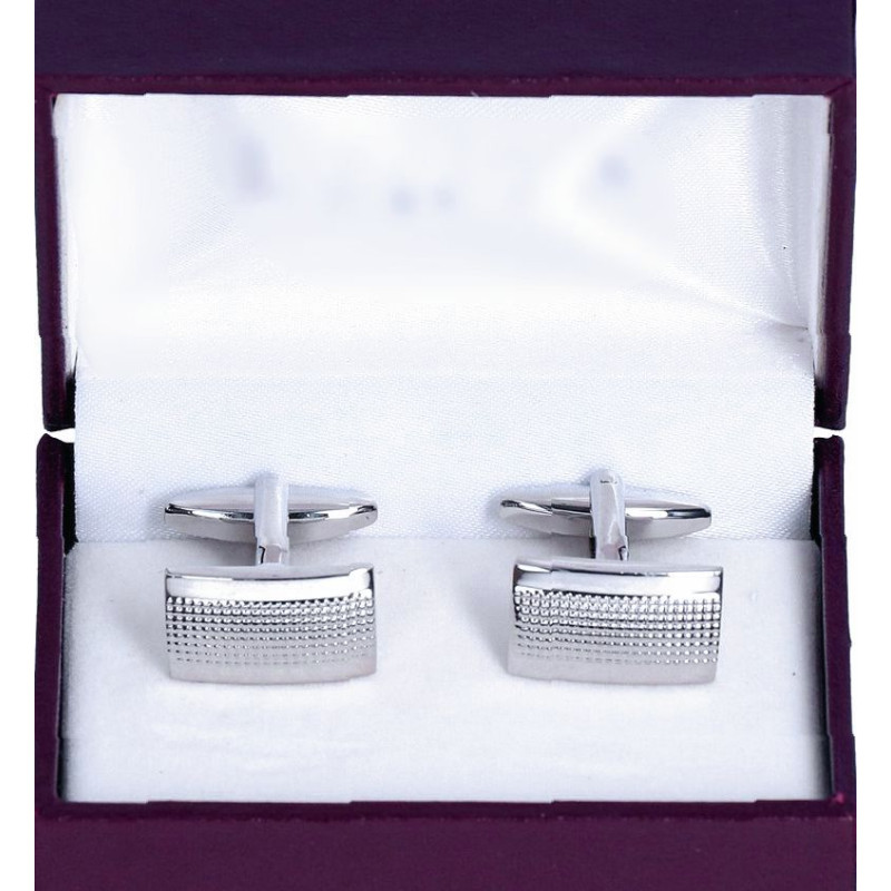 Manžetové gombíky strieborné štruktúra s lesklými okrajmi