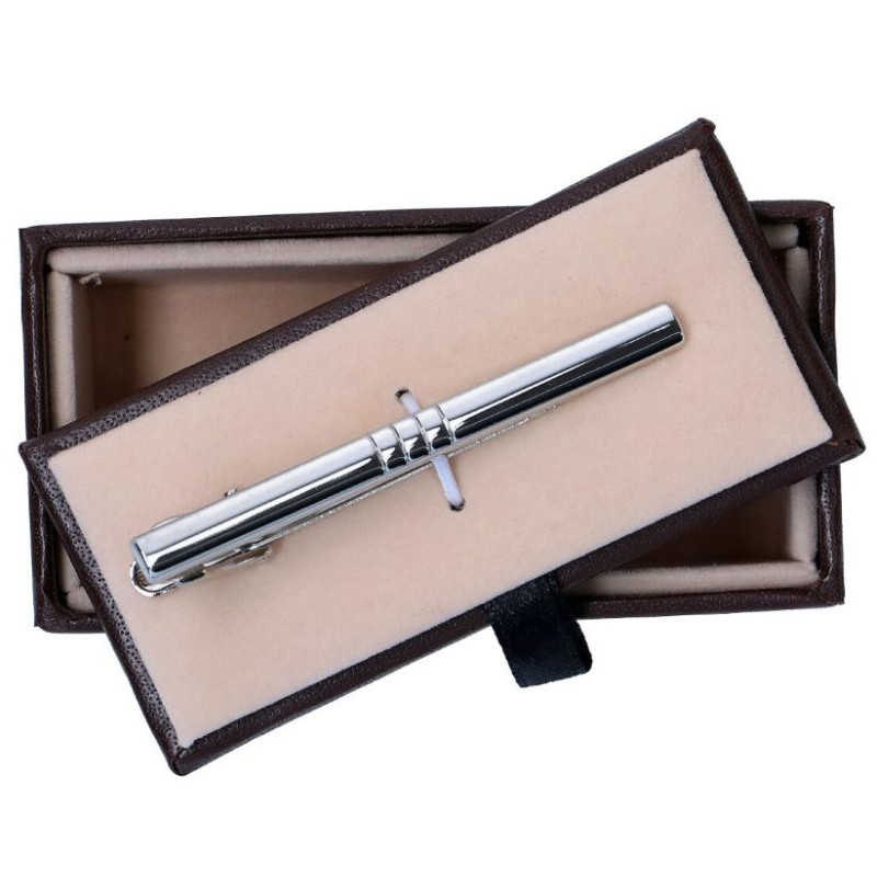 Kravatová spona strieborná lesklá prúžky