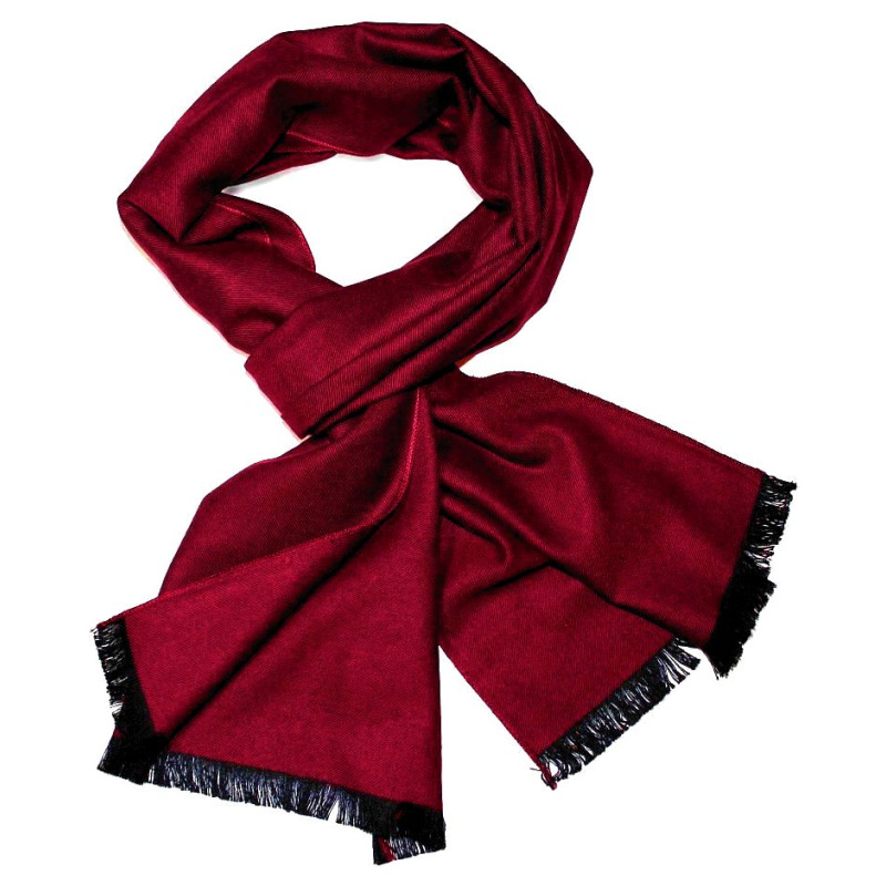 Pánsky šál vínovobordový s čiernymi strapcami