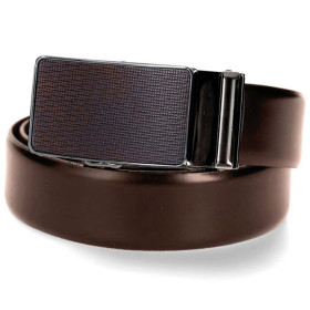 Kožený opasok tmavohnedý automat s tmavohnedou sponou VINCITORE
