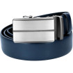 Kožený opasok tmavomodrý so striebornou automatickou sponou VINCITORE