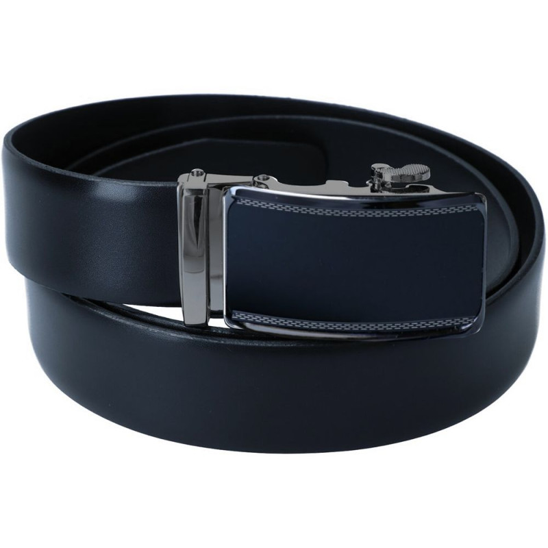 Kožený opasok čierny s automatickou sponou čiernou matnou VINCITORE