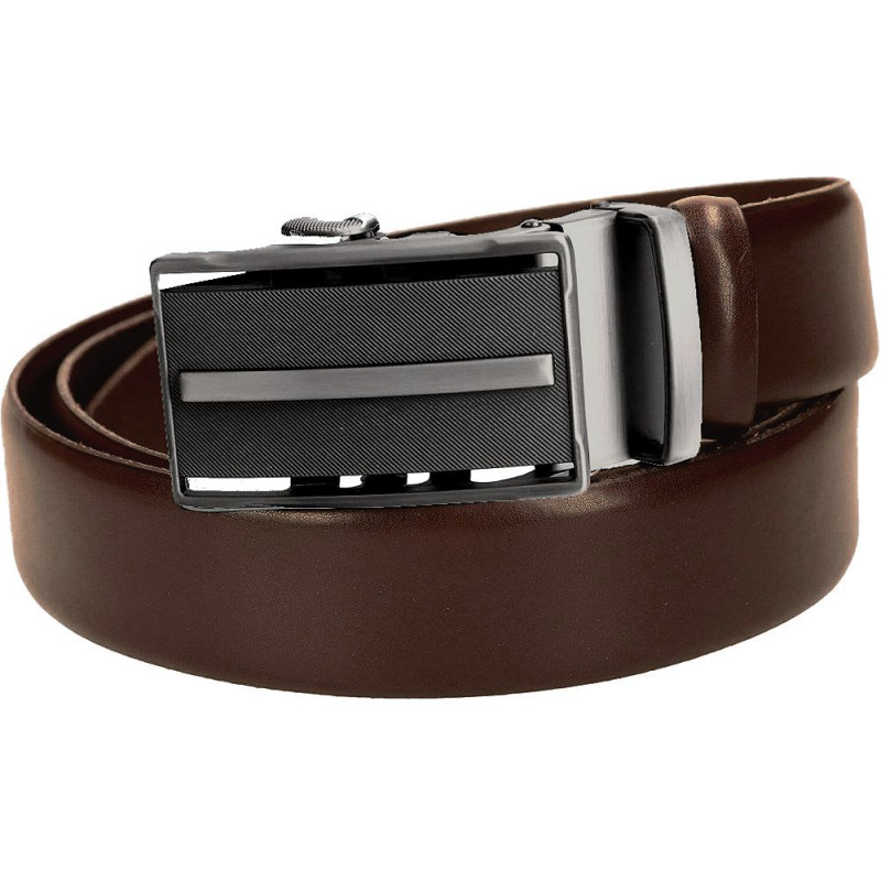 Tmavohnedý kožený opasok s automatickou sponou grafit VINCITORE