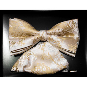 Zlatobéžový motýlik rastlinný motív s vreckovkou