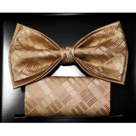 Zlatohnedý motýlik drobný vzor s vreckovkou