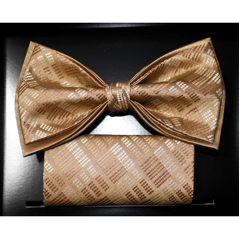 Zlatohnedý motýlik drobný vzor s vreckovkou