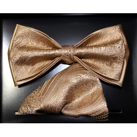 Zlatohnedý motýlik paisley s vreckovkou