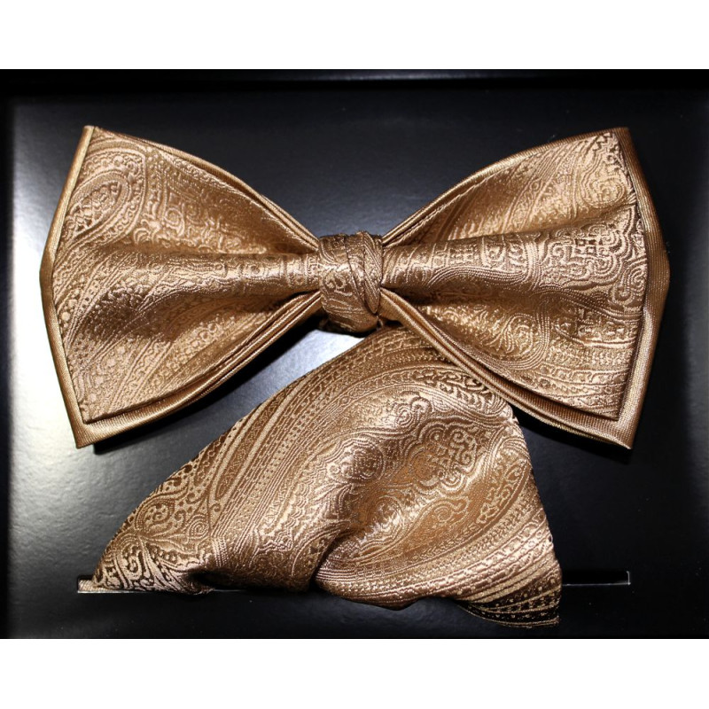 Zlatohnedý motýlik paisley s vreckovkou